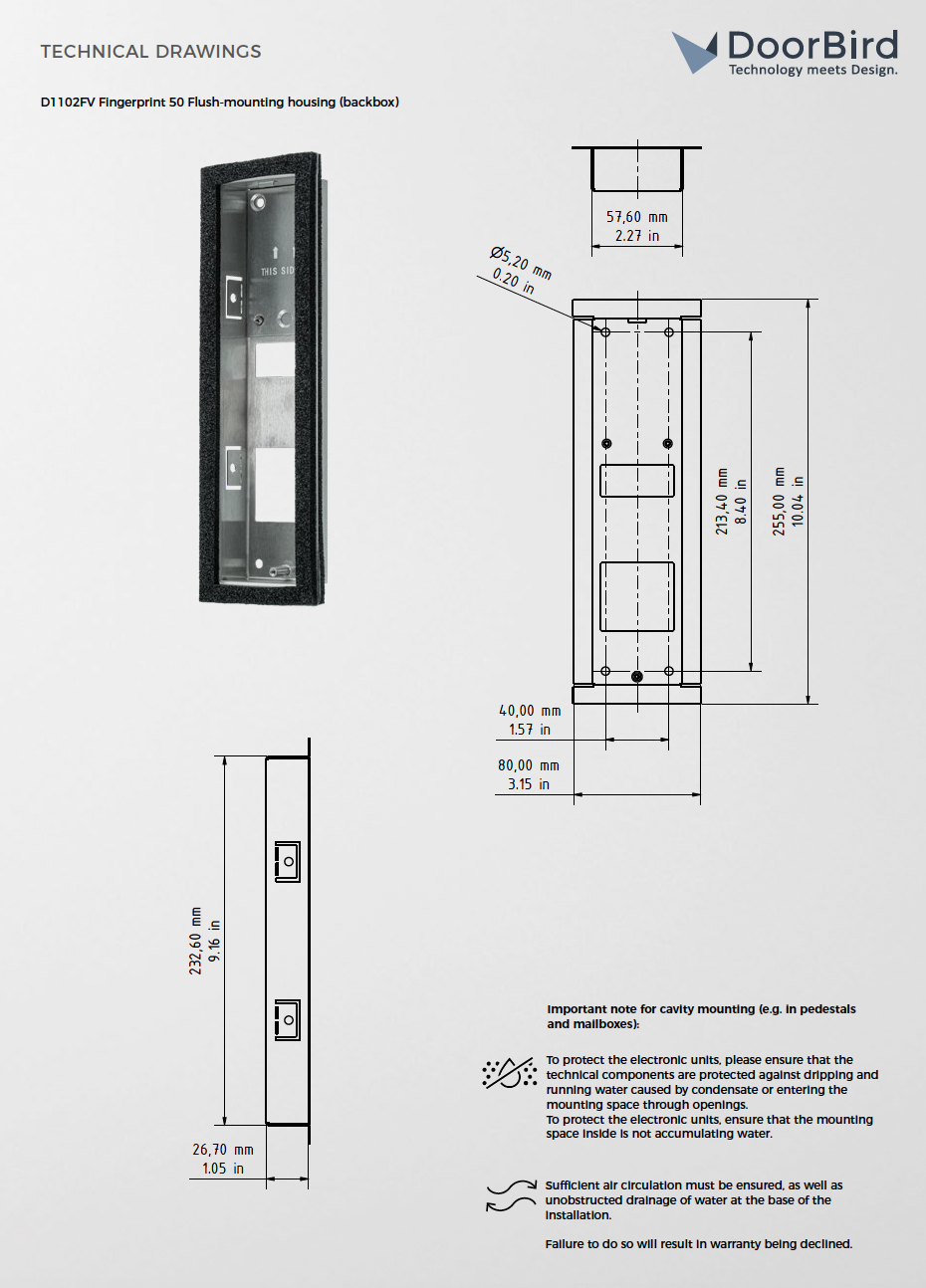 D1102FV Fingerprint 50/D1101KV Flush-mounting housing (Backbox)
