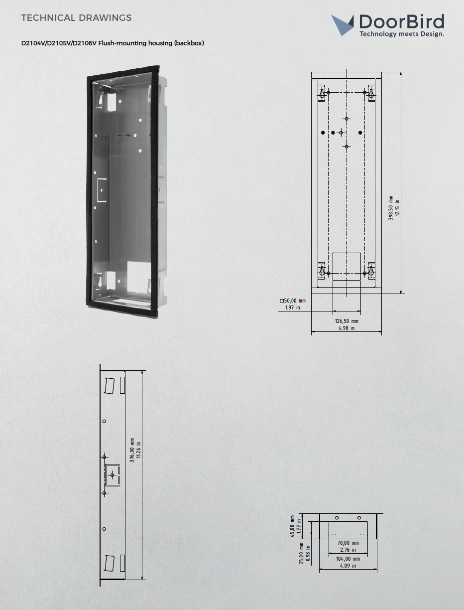 D2104V/D2105V/D2106V Flush-mounting housing (Backbox)