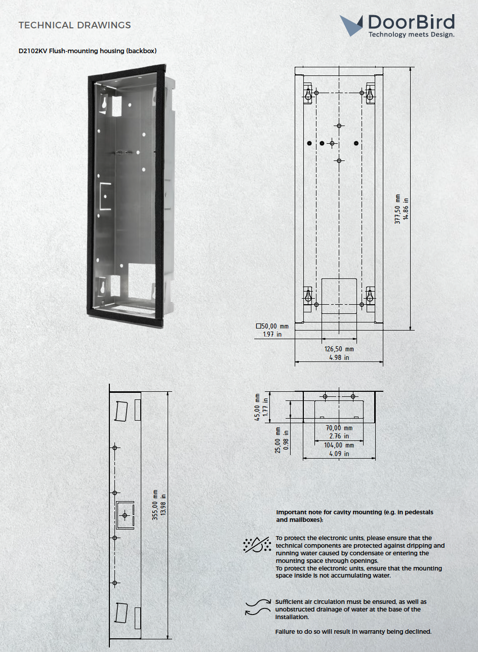 D2102KV FLUSH-MOUNTING HOUSING (BACKBOX)