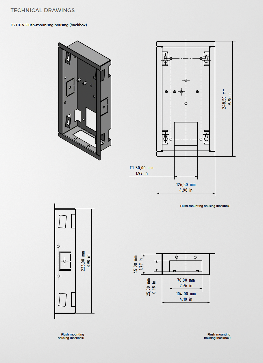 D2101V Flush-mounting housing (Backbox)