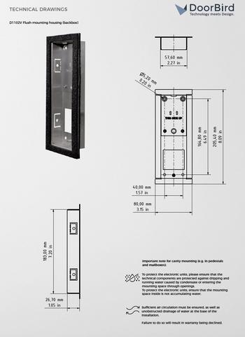 D1102V FLUSH-MOUNTING HOUSING (BACKBOX)