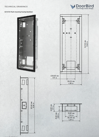 D2101KV/D2102FV FINGERPRINT 50/D2102FV EKEY FLUSH-MOUNTING HOUSING (BACKBOX)