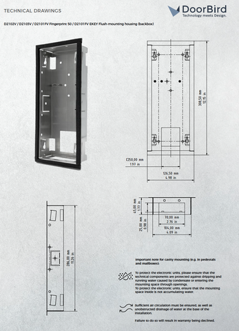 D2102V/D2103V/D2101FV FINGERPRINT 50/D2101FV EKEY FLUSH-MOUNTING HOUSING (BACKBOX)