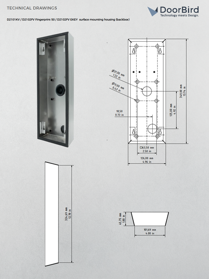 D2101KV/D2102FV Fingerprint 50/D2102FV EKEY/D2101FV EKEY sLine/D2102FV EKEY sLine Surface-mounting housing (Backbox)